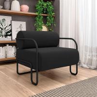 Poltrona Sala De Estar Industrial Preto Ameli Veludo K01 - D'rossi Cor Preto - 2