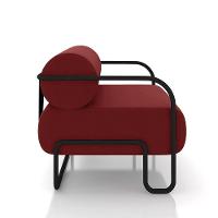 Poltrona Sala De Estar Industrial Preto Kit 2 Ameli Veludo K01 - D'rossi Cor Vermelho