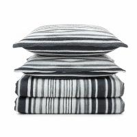 Kit Cobre Leito Colcha Magnus Casal 3 Peças Dupla Face Estampado Geométrico - Preto - 100% Poliéster - 1