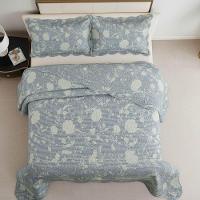 Kit Cobre Leito Colcha Magnus Casal 3 Peças Dupla Face Estampado Floral - Azul - 100% Poliéster - 2