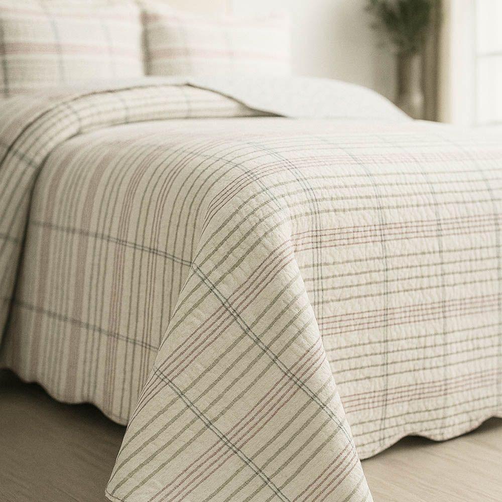 Kit Cobre Leito Colcha Magnus Solteiro 2 Peças Dupla Face Estampado Geométrico - Rose - 100% Poliéster - 4