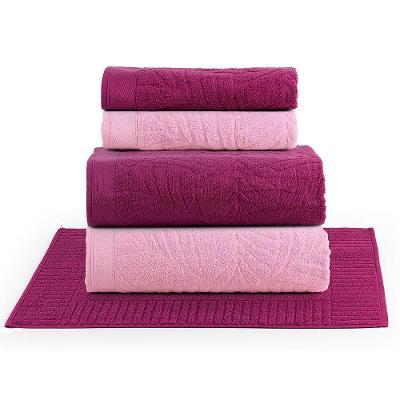 Jogo De Banho Toalhas Numa 100% Algodão Fio Penteado Macio 05 Peças Natureza - Pitaya Rosa