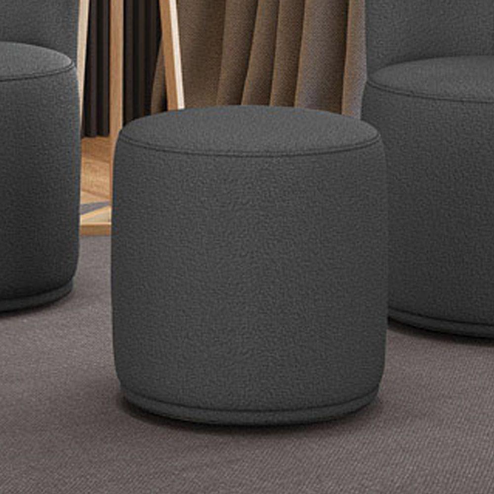 Puff Redondo Orgânico Para Sala Malu Bouclê M11 - D'rossi Cor Grafite - 1