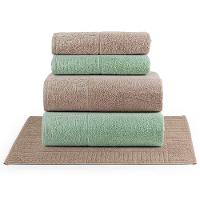 Jogo De Banho Toalhas Dunae 100% Algodão Fio Penteado Macio 05 Peças Floral - Verde Pistache Amendoa - 1