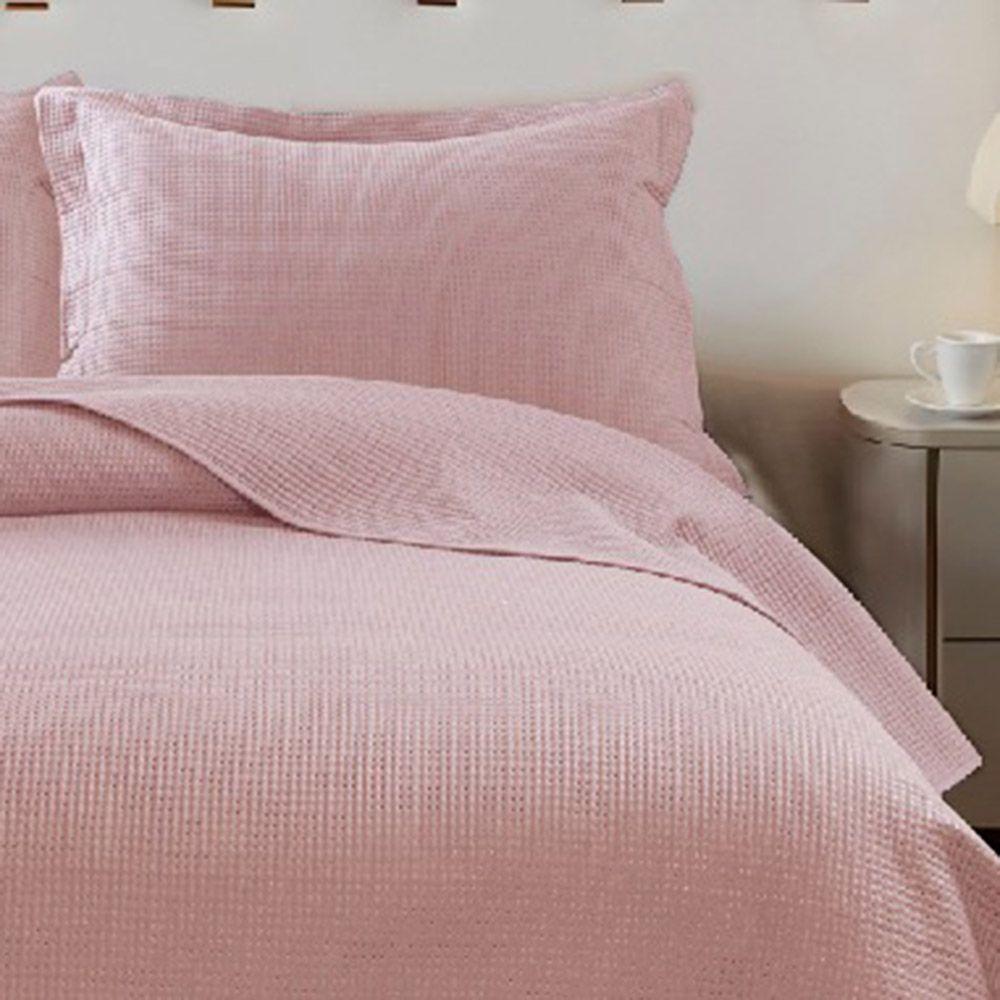 Kit Cobre Leito Colcha Afeto King 3 Peças Percal 300 Fios Peletizado - Malva - 100% Poliéster - 2