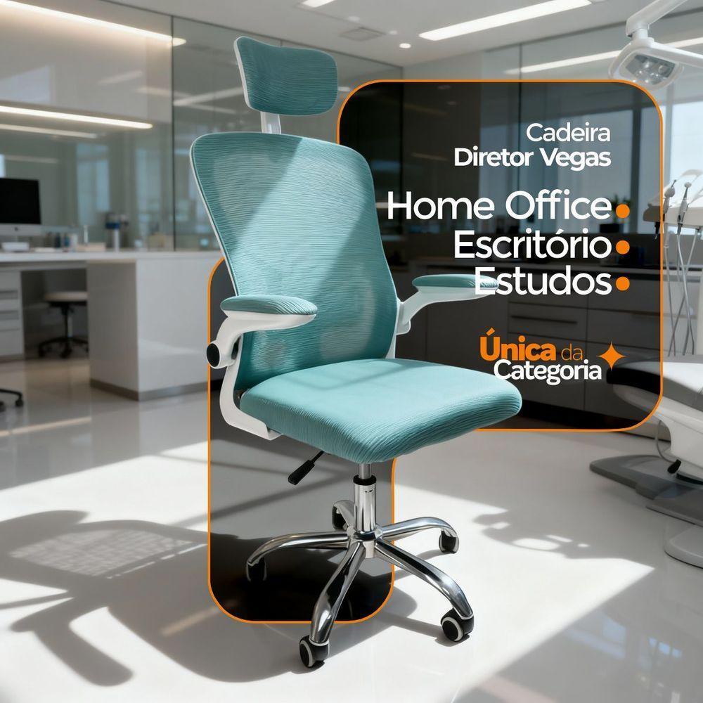 Kit Com 5 Cadeiras Cadeira De Escritório Diretor Oficial Vegas Com Apoio + Ebook Verde E Branco 5 - 2