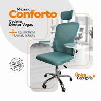 Kit Com 5 Cadeiras Cadeira De Escritório Diretor Oficial Vegas Com Apoio + Ebook Verde E Branco 5 - 3