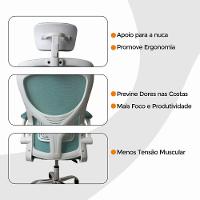 Kit Com 5 Cadeiras Cadeira De Escritório Diretor Oficial Vegas Com Apoio + Ebook Verde E Branco 5 - 6