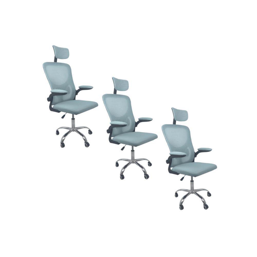 Kit Com 3 Cadeiras De Escritório Diretor Oficial Vegas Com Apoio + Ebook Azul E Preto 3 - 1