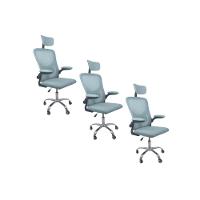 Kit Com 3 Cadeiras De Escritório Diretor Oficial Vegas Com Apoio + Ebook Azul E Preto 3 - 1