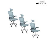 Kit Com 3 Cadeiras De Escritório Diretor Oficial Vegas Com Apoio + Ebook Azul E Preto 3 - 2