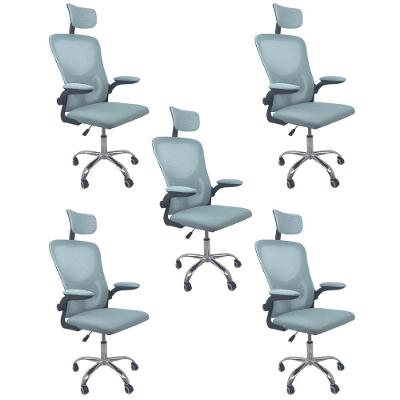 Kit Com 5 Cadeiras De Escritório Diretor Oficial Vegas Com Apoio + Ebook Azul E Preto 5