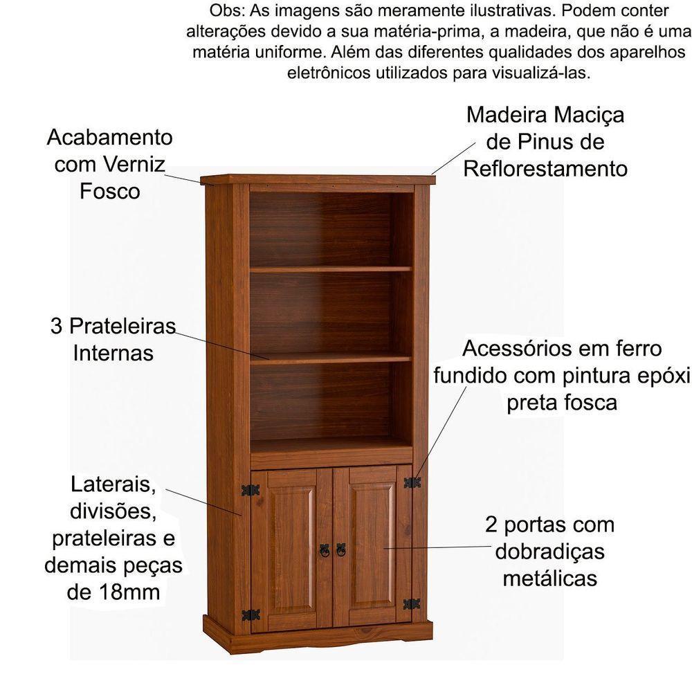 Kit Balcão Buffet Aparador 3 Portas E Livreiro 100% Madeira Império Imbuia - 3