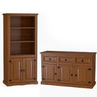 Kit Balcão Buffet Aparador 3 Portas E Livreiro 100% Madeira Império Imbuia - 1