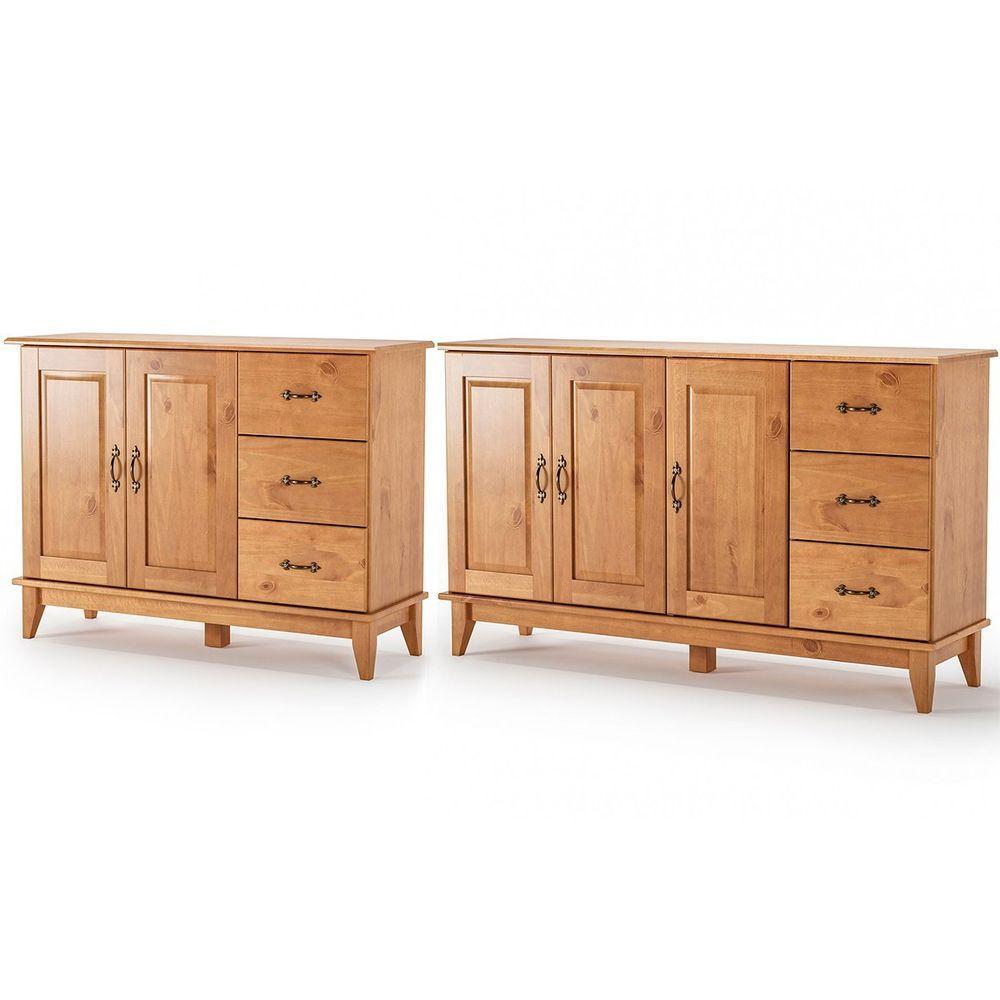 Kit Balcão 3 Portas E Buffet Aparador 100% Madeira Belvia Carvalho - 1