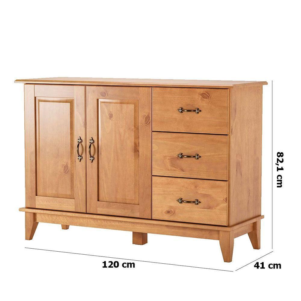 Kit Balcão 3 Portas E Buffet Aparador 100% Madeira Belvia Carvalho - 5