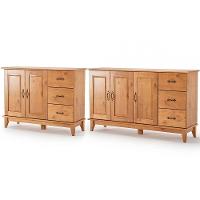 Kit Balcão 3 Portas E Buffet Aparador 100% Madeira Belvia Carvalho - 1