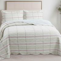 Kit Cobre Leito Colcha Magnus Super King 3 Peças Dupla Face Estampado Geométrico - Rose - 100% Poliéster - 3