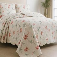 Kit Cobre Leito Colcha Magnus Queen 3 Peças Dupla Face Estampado Floral - Brisa Rosa - 100% Poliéster