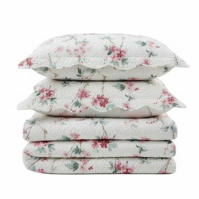 Kit Cobre Leito Colcha Magnus Solteiro 2 Peças Dupla Face Estampado Floral - Brisa Rosa - 100% Poliéster