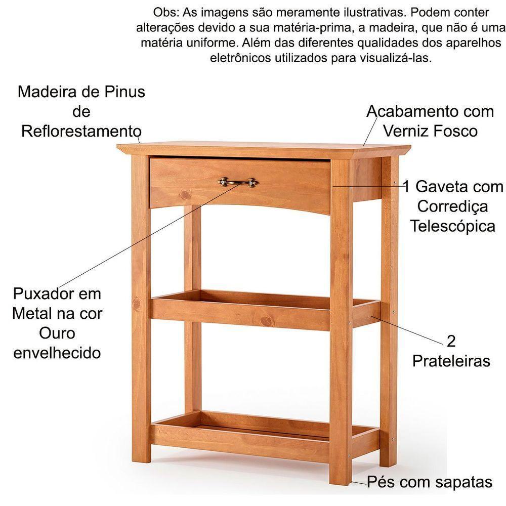 Kit Balcão Buffet 2 Portas E Aparador Para Sala 100% Madeira Solare Carvalho - 3