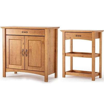 Kit Balcão Buffet 2 Portas E Aparador Para Sala 100% Madeira Solare Carvalho