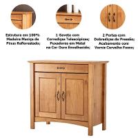 Kit Balcão Buffet 2 Portas E Aparador Para Sala 100% Madeira Solare Carvalho - 2