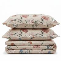 Kit Cobre Leito Colcha Magnus King 3 Peças Dupla Face Estampado Floral - Rosa - 100% Poliéster - 1