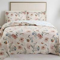 Kit Cobre Leito Colcha Magnus King 3 Peças Dupla Face Estampado Floral - Rosa - 100% Poliéster - 2