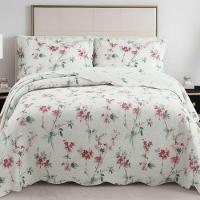 Kit Cobre Leito Colcha Magnus Super King 3 Peças Dupla Face Estampado Floral - Brisa Rosa - 100% Poliéster - 2