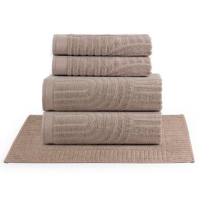 Jogo De Banho Toalhas Auri 100% Algodão Fio Penteado Macio 05 Peças Dunas - Amendoa