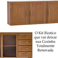 Kit Balcão E Armário Aéreo 120 Cm 100% Madeira Maciça Jersey Imbuia Fosco - 5