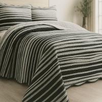 Kit Cobre Leito Colcha Magnus Super King 3 Peças Dupla Face Estampado Geométrico - Preto - 100% Poliéster