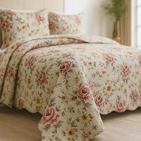 Kit Cobre Leito Colcha Magnus Super King 3 Peças Dupla Face Estampado Floral - Garden - 100% Poliéster