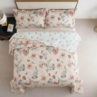 Kit Cobre Leito Colcha Magnus Super King 3 Peças Dupla Face Estampado Floral - Rosa - 100% Poliéster - 5