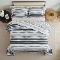 Kit Cobre Leito Colcha Magnus King 3 Peças Dupla Face Estampado Geométrico - Preto - 100% Poliéster - 5