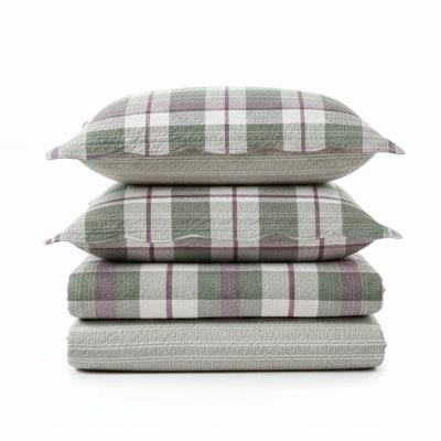 Kit Cobre Leito Colcha Magnus Solteiro 2 Peças Dupla Face Estampado Geométrico - Verde - 100% Poliéster