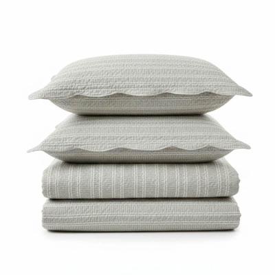 Kit Cobre Leito Colcha Magnus King 3 Peças Dupla Face Estampado Geométrico - Bege - 100% Poliéster