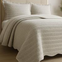 Kit Cobre Leito Colcha Magnus King 3 Peças Dupla Face Estampado Geométrico - Bege - 100% Poliéster