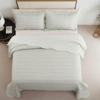 Kit Cobre Leito Colcha Magnus King 3 Peças Dupla Face Estampado Geométrico - Bege - 100% Poliéster - 5