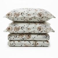 Kit Cobre Leito Colcha Magnus Casal 3 Peças Dupla Face Estampado Floral - Natural - 100% Poliéster - 1