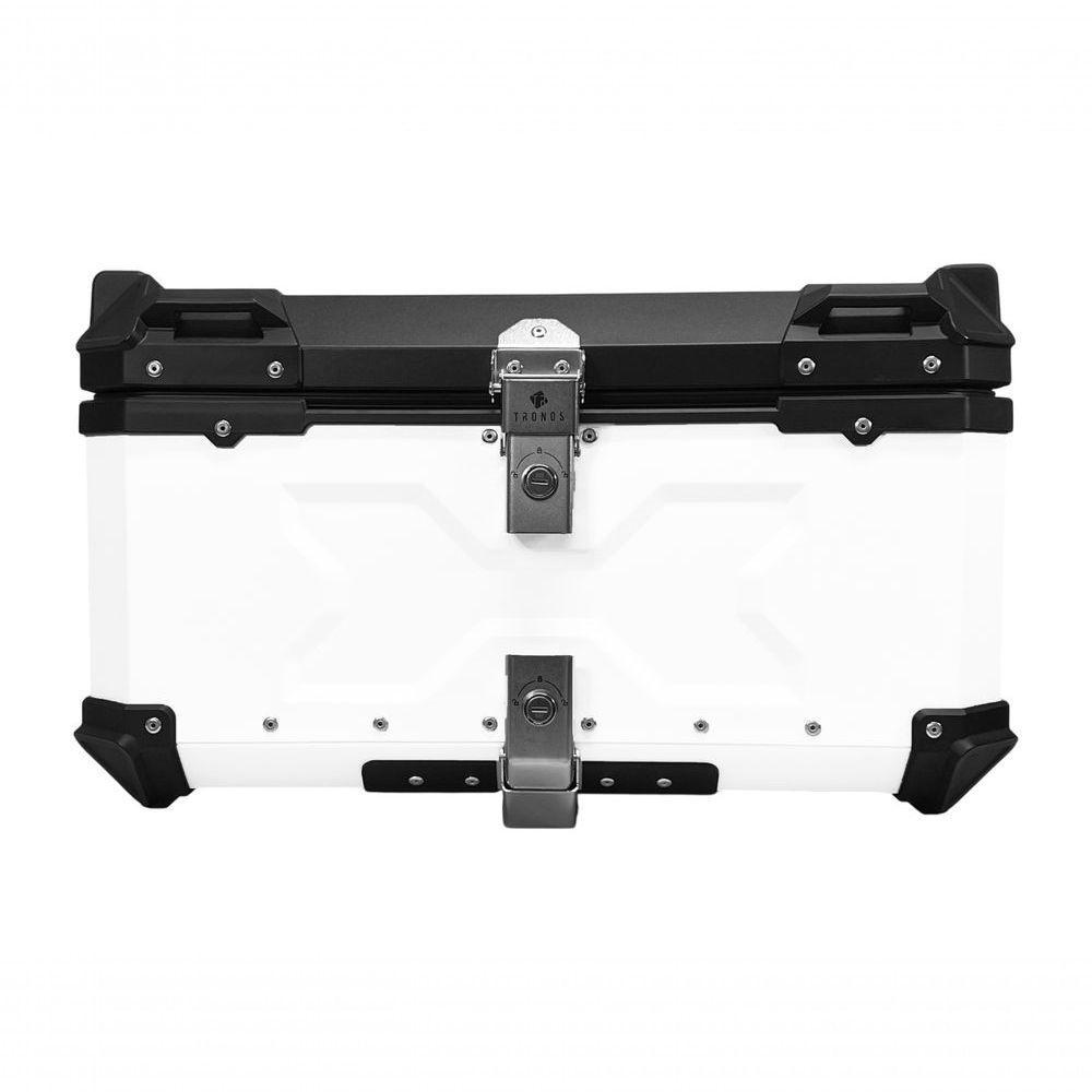 Baú Moto Traseiro 60 Litros 2 Capacetes Aluminio Preto/branco Tronos - 1