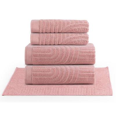 Jogo De Banho Toalhas Auri 100% Algodão Fio Penteado Macio 05 Peças Dunas - Rosa