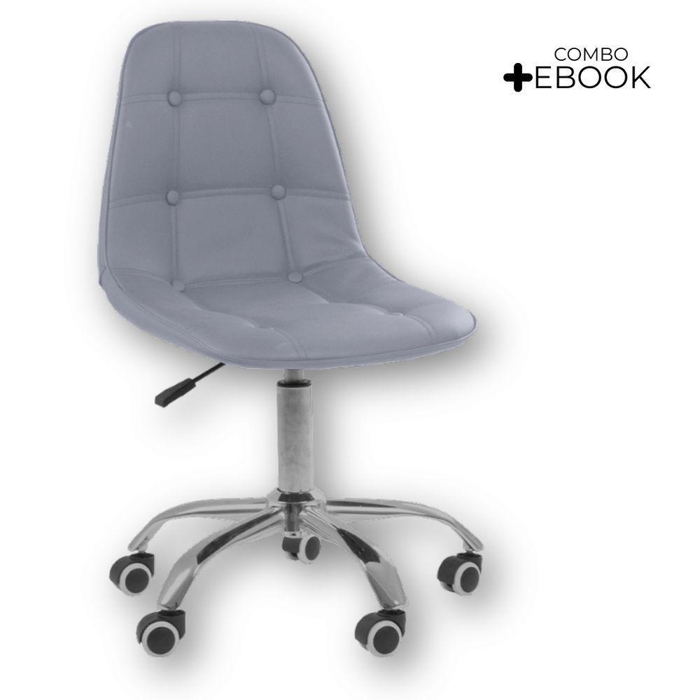 Cadeira Office Eiffel Botonê Ajustável Oficial Girat + Ebook Cinza 1 - 2