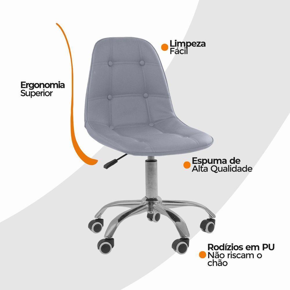 Cadeira Office Eiffel Botonê Ajustável Oficial Girat + Ebook Cinza 1 - 5