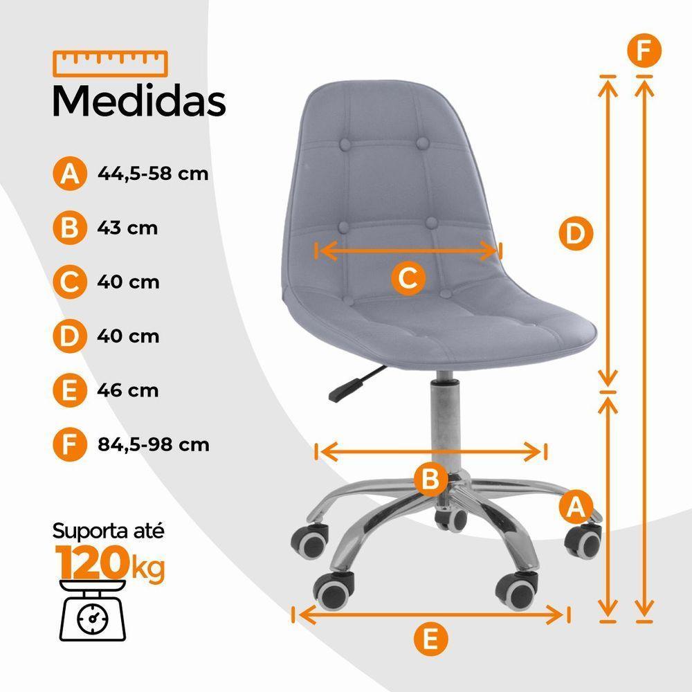 Cadeira Office Eiffel Botonê Ajustável Oficial Girat + Ebook Cinza 1 - 6