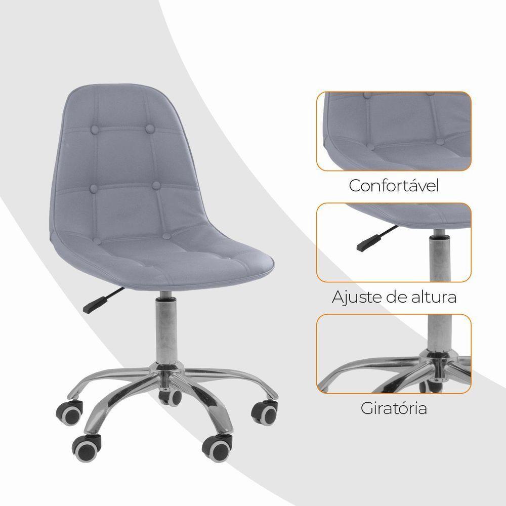 Cadeira Office Eiffel Botonê Ajustável Oficial Girat + Ebook Cinza 1 - 7