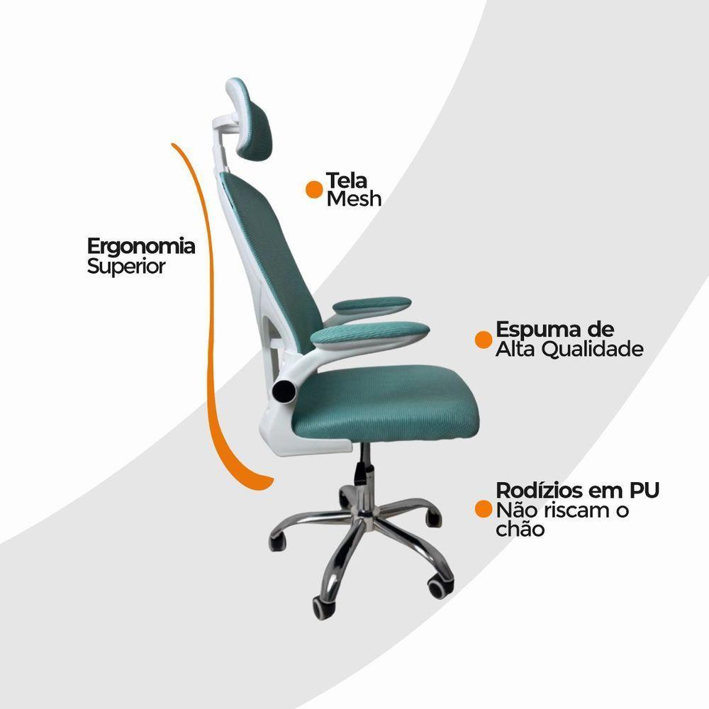 Kit Com 2 Cadeiras De Escritório Diretor Oficial Vegas Com Apoio + Ebook Verde E Branco 2 - 4