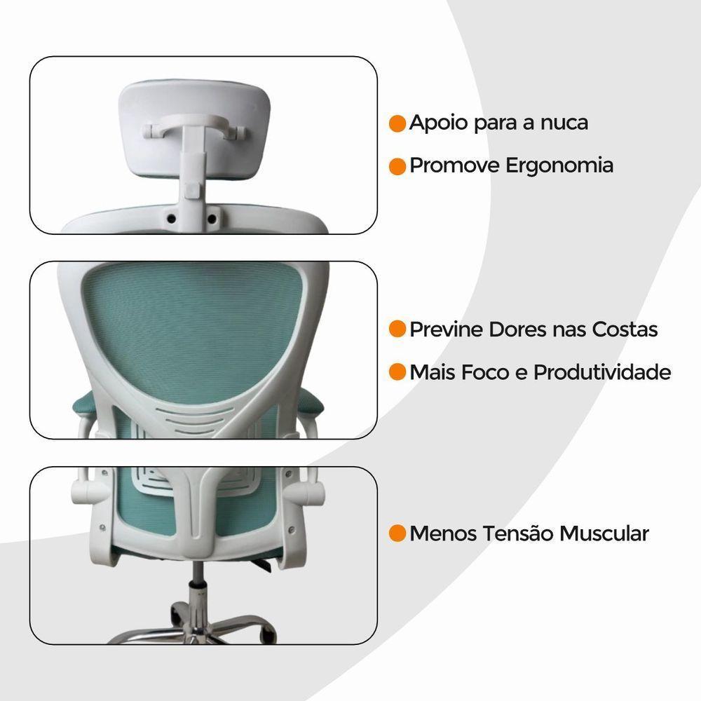 Kit Com 2 Cadeiras De Escritório Diretor Oficial Vegas Com Apoio + Ebook Verde E Branco 2 - 6