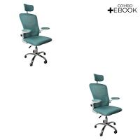 Kit Com 2 Cadeiras De Escritório Diretor Oficial Vegas Com Apoio + Ebook Verde E Branco 2 - 1